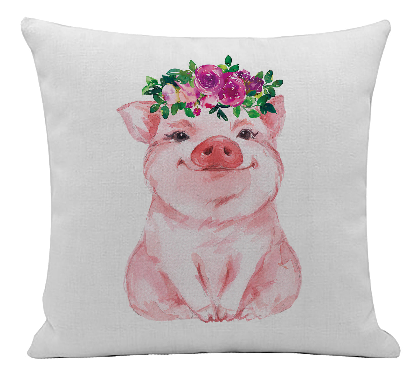 Flowered Pig Pillow Cover