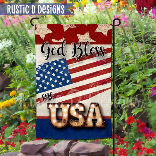 God Bless the USA Patriotic Home Garden Flag 12"x18"
