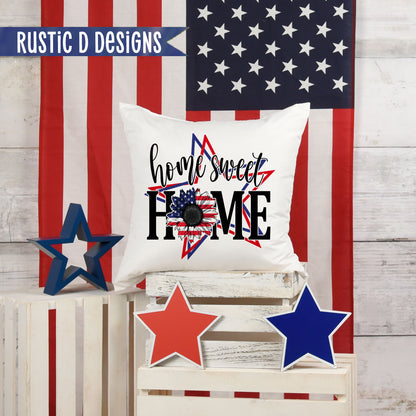 Home Sweet Home Patriotic Pillow Cover