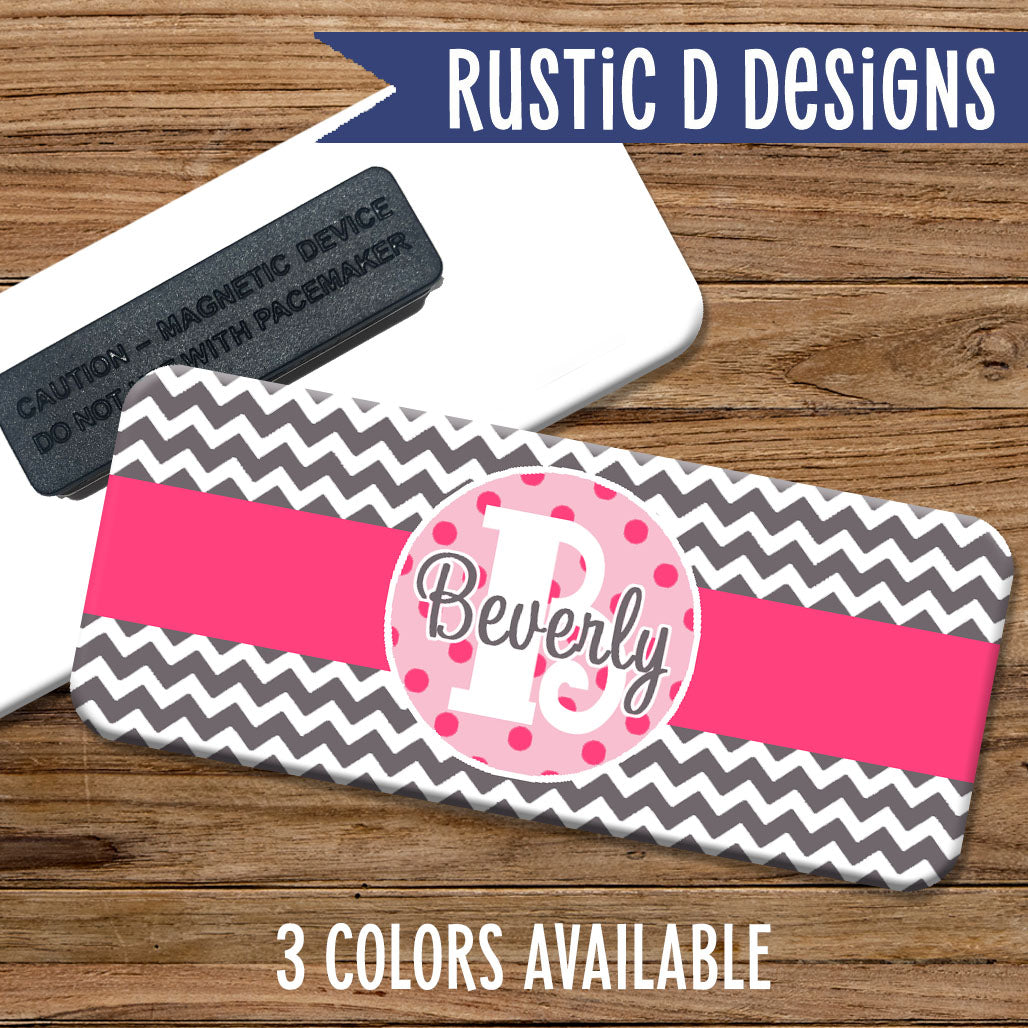 Dots & Chevron Magnetic Name Badge