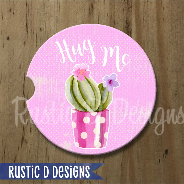 Hug Me Cactus Sandstone Car Coaster