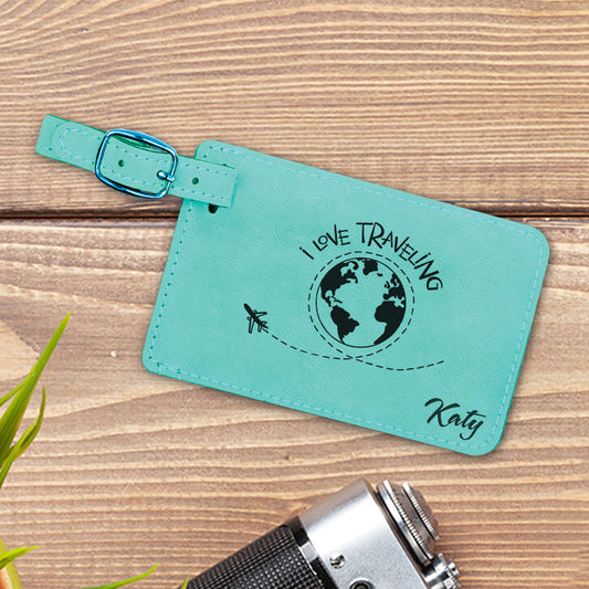 I Love Traveling Personalized Luggage Tag