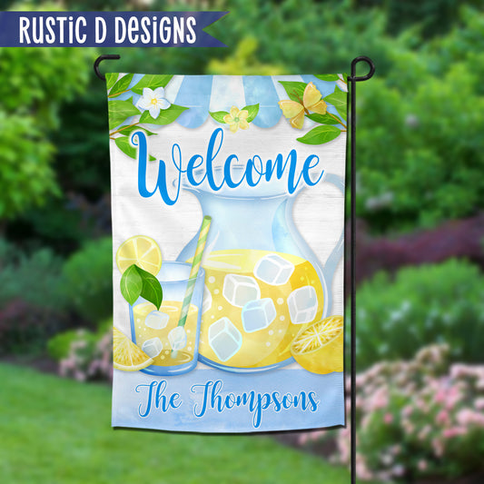 Lemonade Welcome Personalized Home Garden Flag 12"x18
