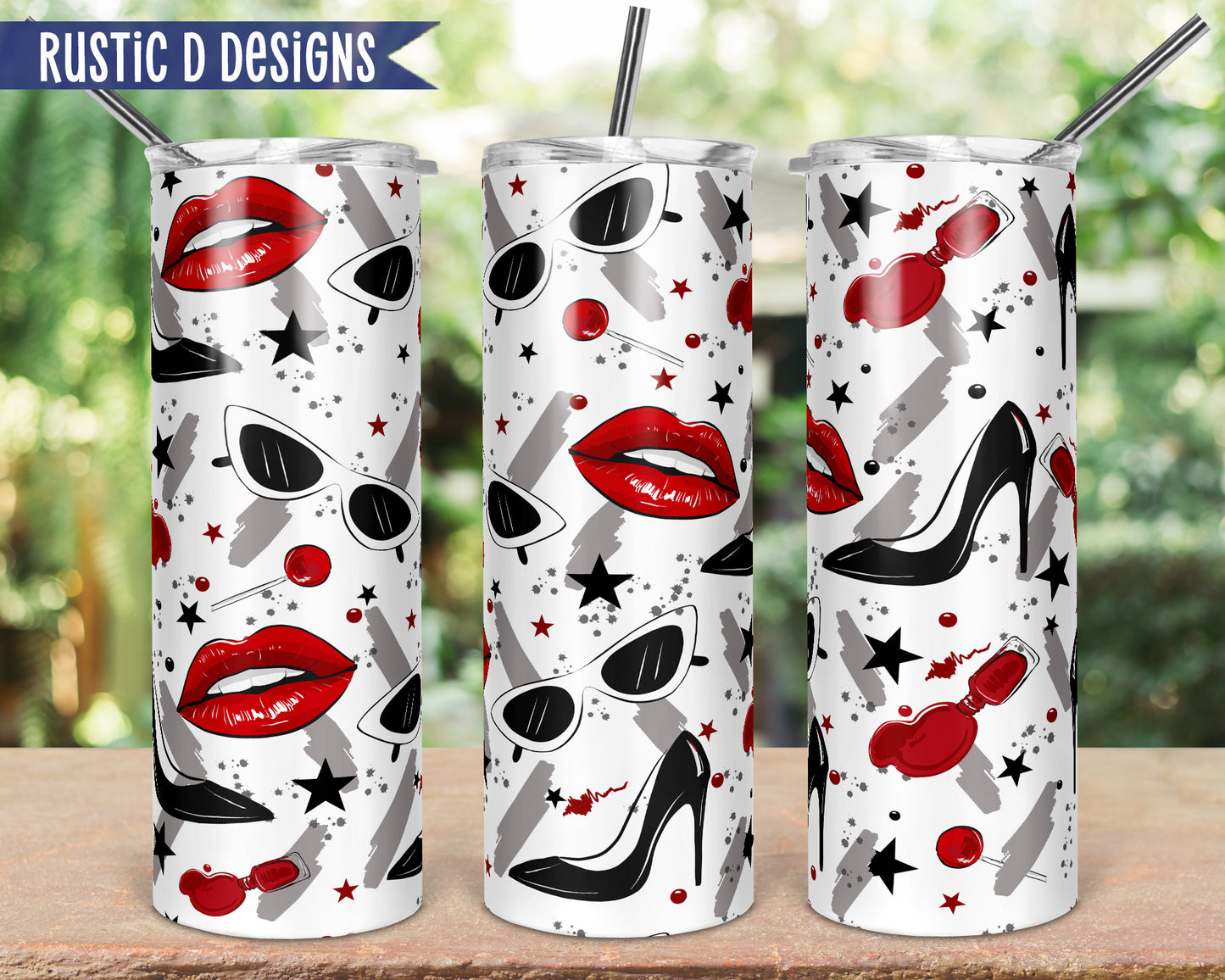 Lipstick & High Heels Personalized 20oz Stainless Steel Skinny Tumbler