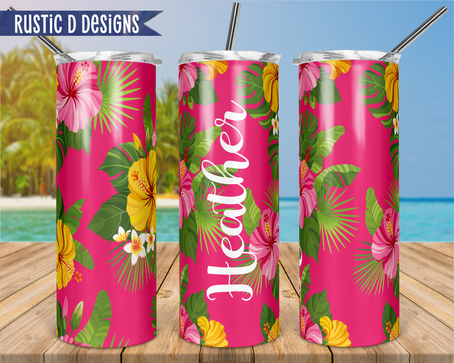 Luau Personalized 20oz Stainless Steel Skinny Tumbler