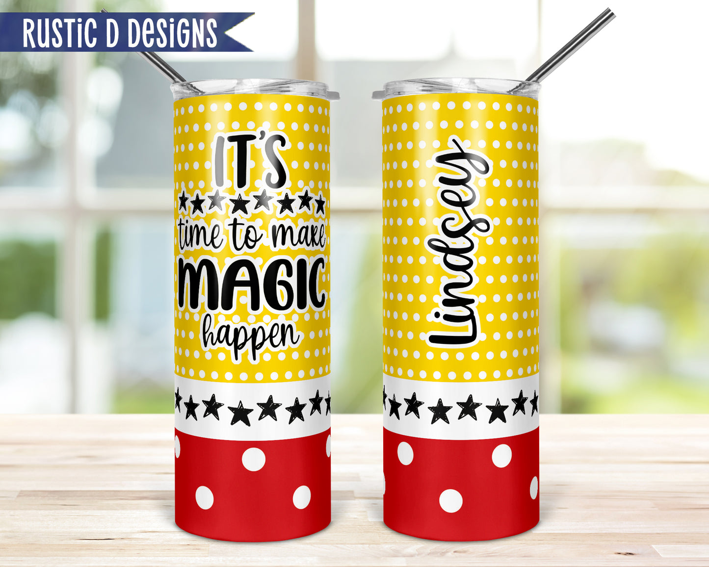 Make Magic Happen Personalized 20oz Stainless Steel Skinny Tumbler