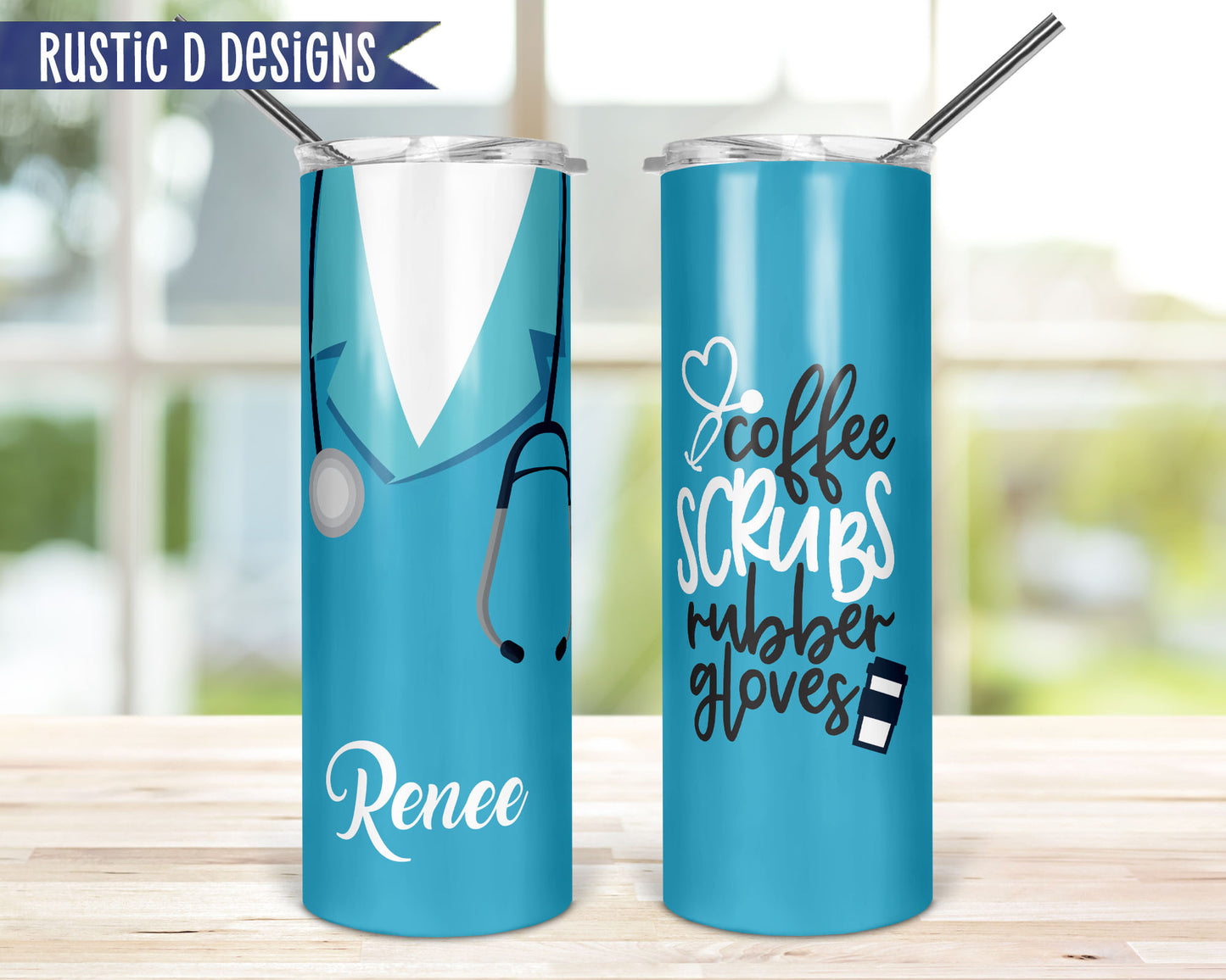 Nurse Scrubs Personalized 20oz Stainless Steel Skinny Tumbler