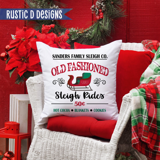 Old Fashioned Sleigh Ride Pillow Cover