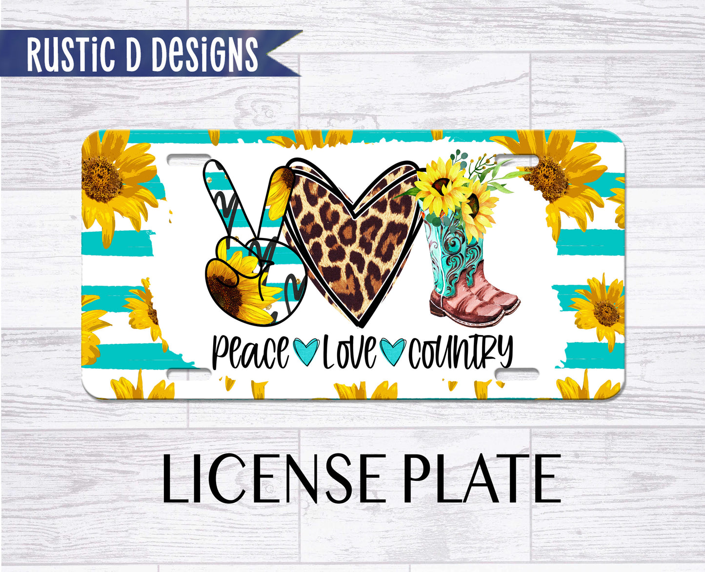 Peace Love Country License Plate Auto Set