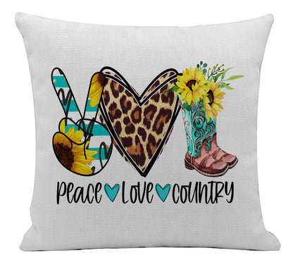 Peace Love Country Pillow Cover