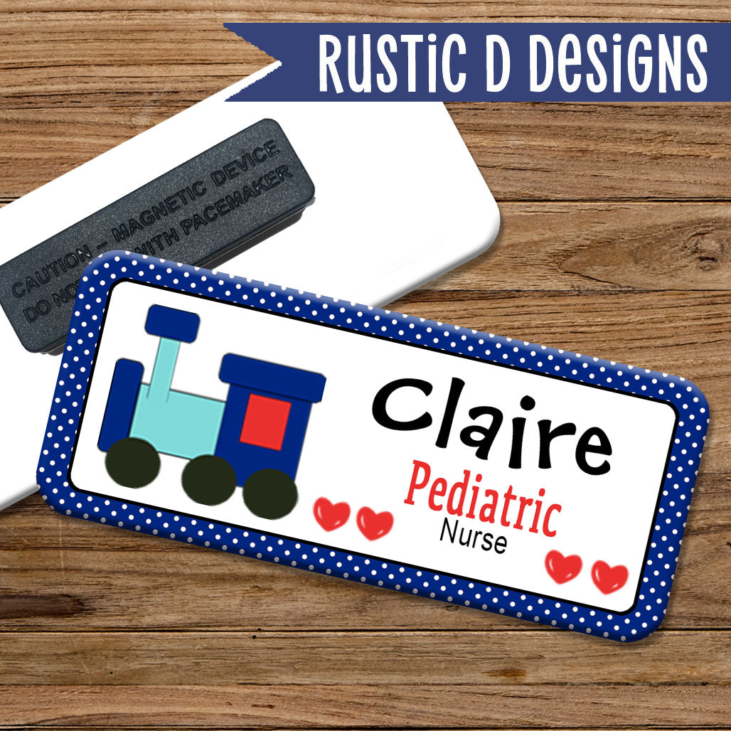 Pediatric Nurse Train Magnetic Name Badge