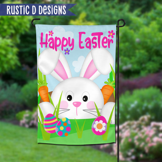 Peeking Bunny Easter Welcome Home Garden Flag 12"x18"