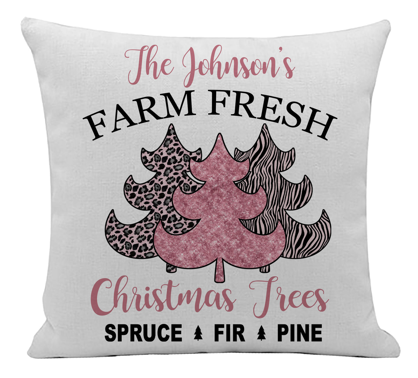 Pink Safari Glitter Trees Pillow Cover