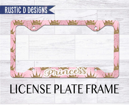 Princess Glitter Effect License Plate Auto Set