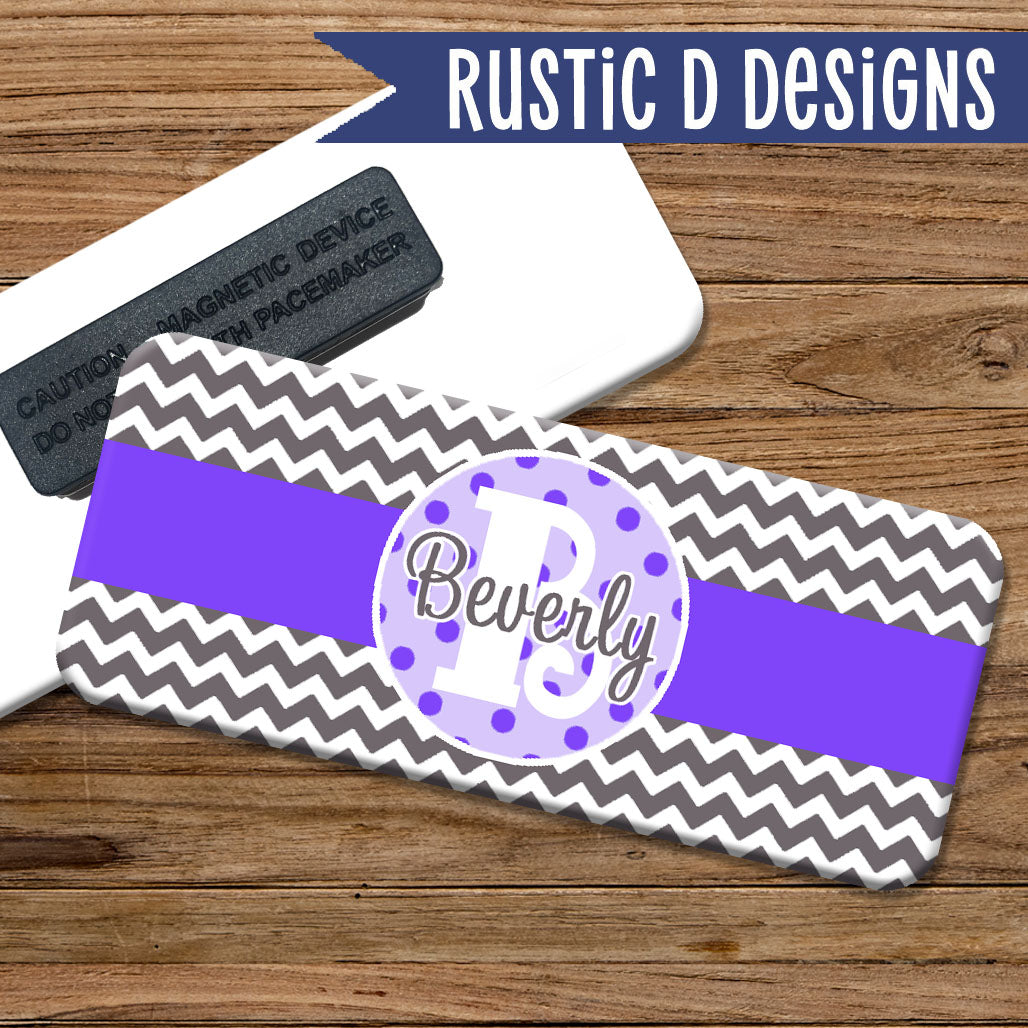 Dots & Chevron Magnetic Name Badge