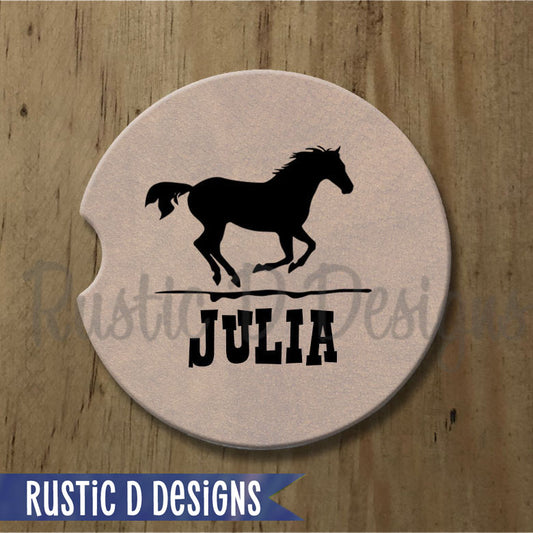 Running Horse Personalized Sandstone Car Coaster