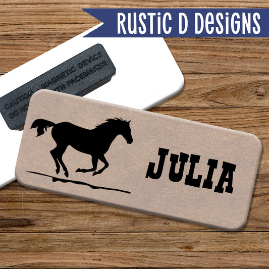 Running Horse Magnetic Name Badge