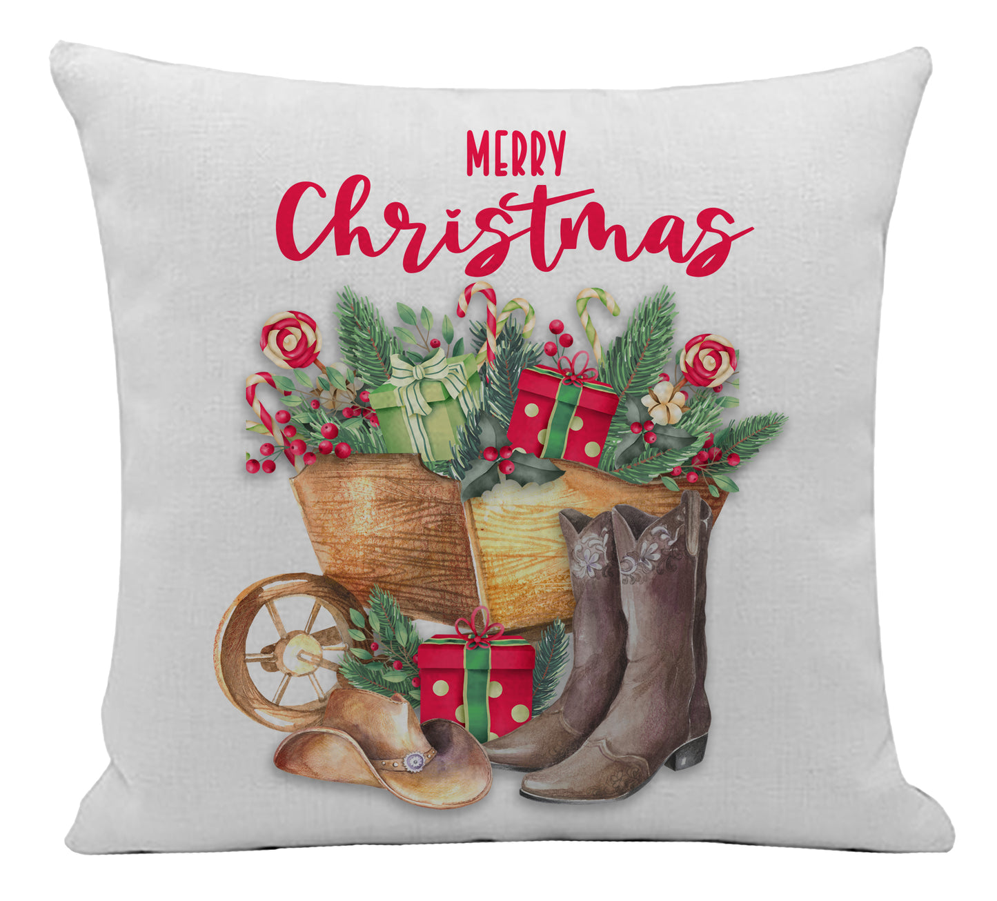 Rustic Christmas Wagon Pillow Cover