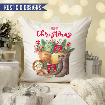 Rustic Christmas Wagon Pillow Cover