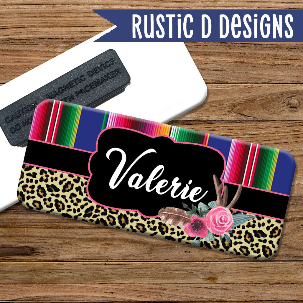 Serape Leopard Magnetic Name Badge