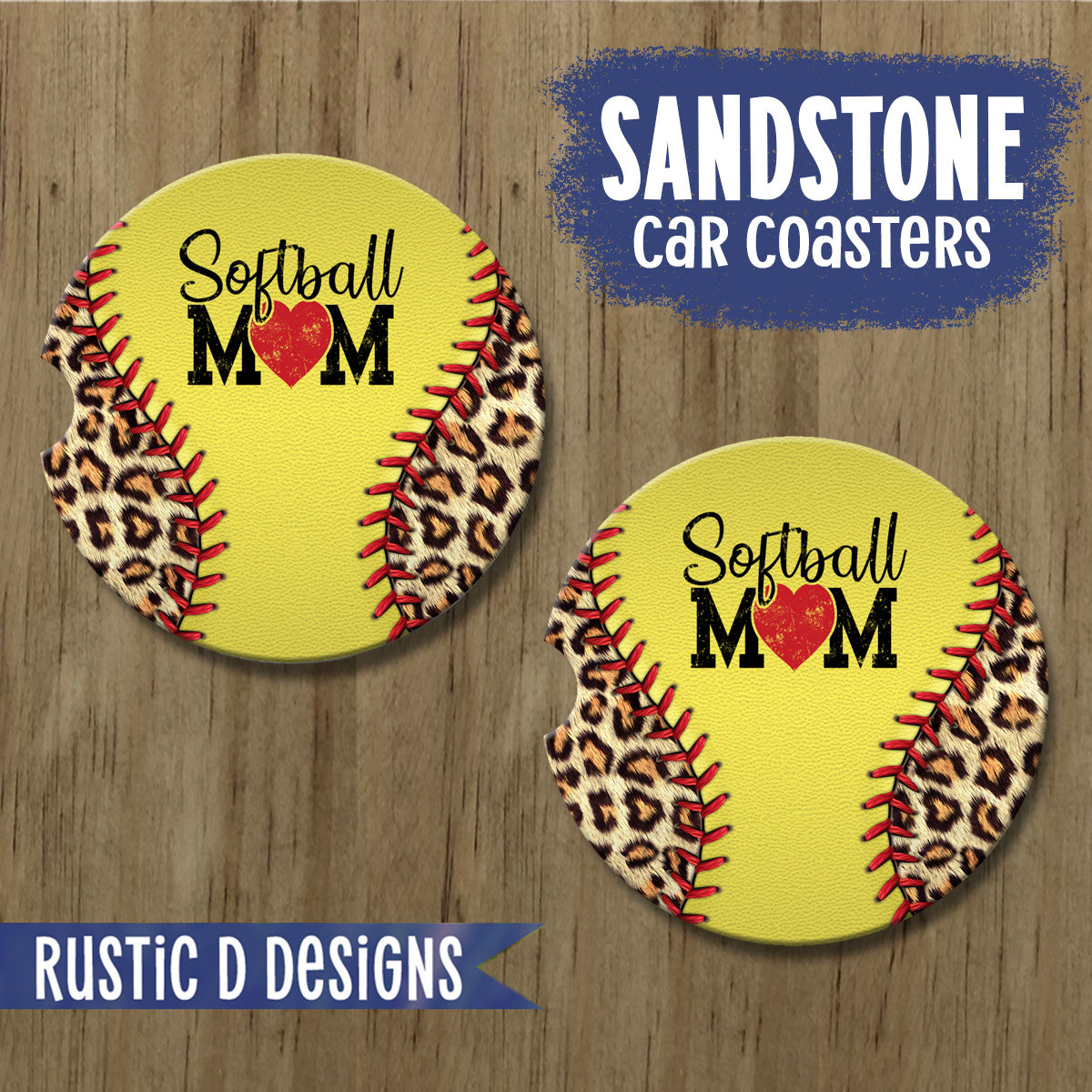 Softball Mom Leopard License Plate Auto Set