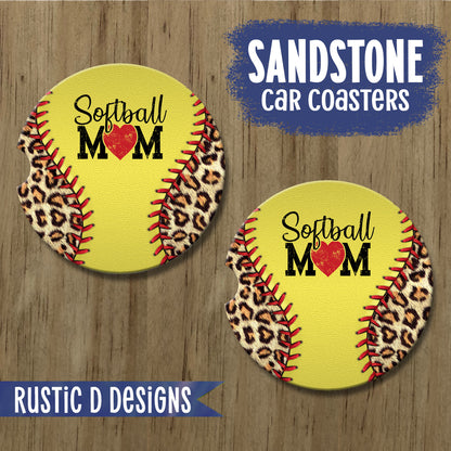 Softball Mom Leopard License Plate Auto Set