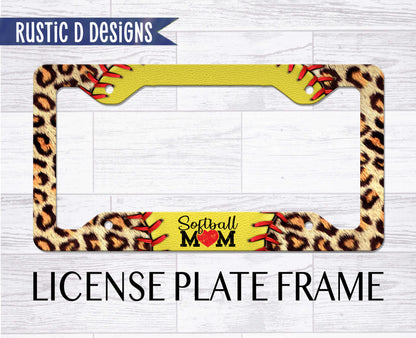 Softball Mom Leopard License Plate Auto Set