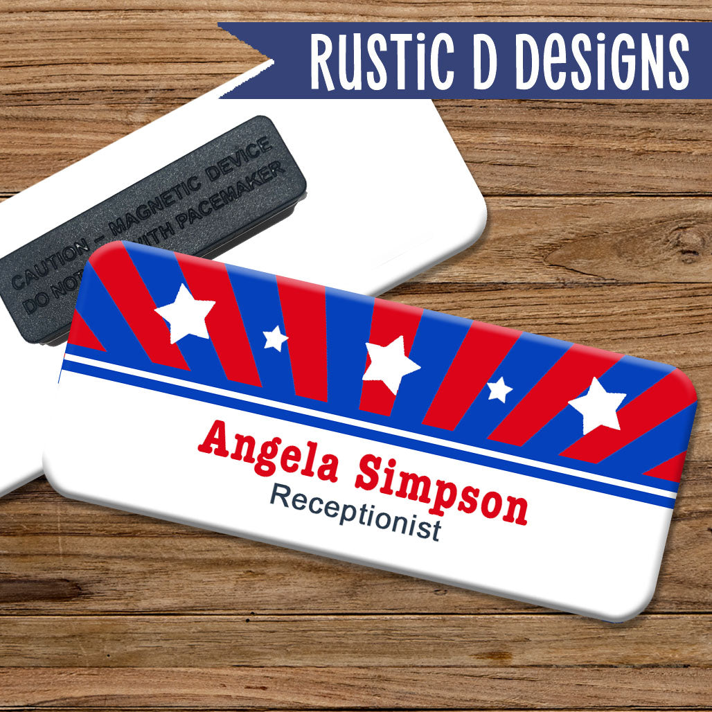 Stars & Stripes Patriotic Magnetic Name Badge