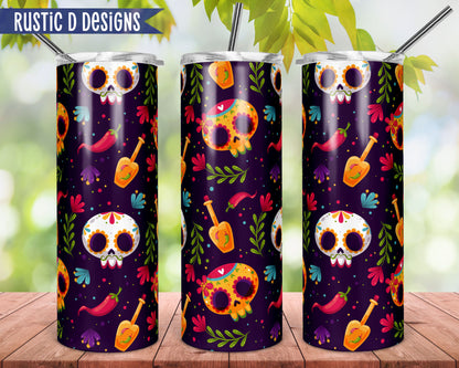 Sugar Skull Personalized 20oz Stainless Steel Skinny Tumbler