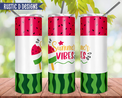 Summer Vibes Watermelon 20oz Stainless Steel Skinny Tumbler