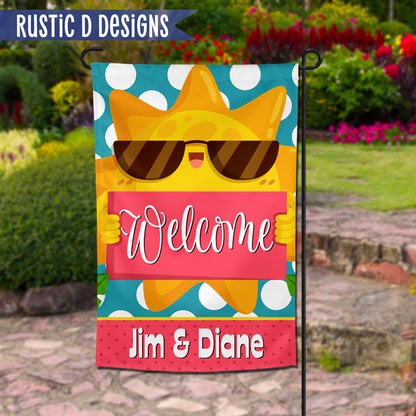 Sunshine Welcome Personalized Home Garden Flag 12"x18