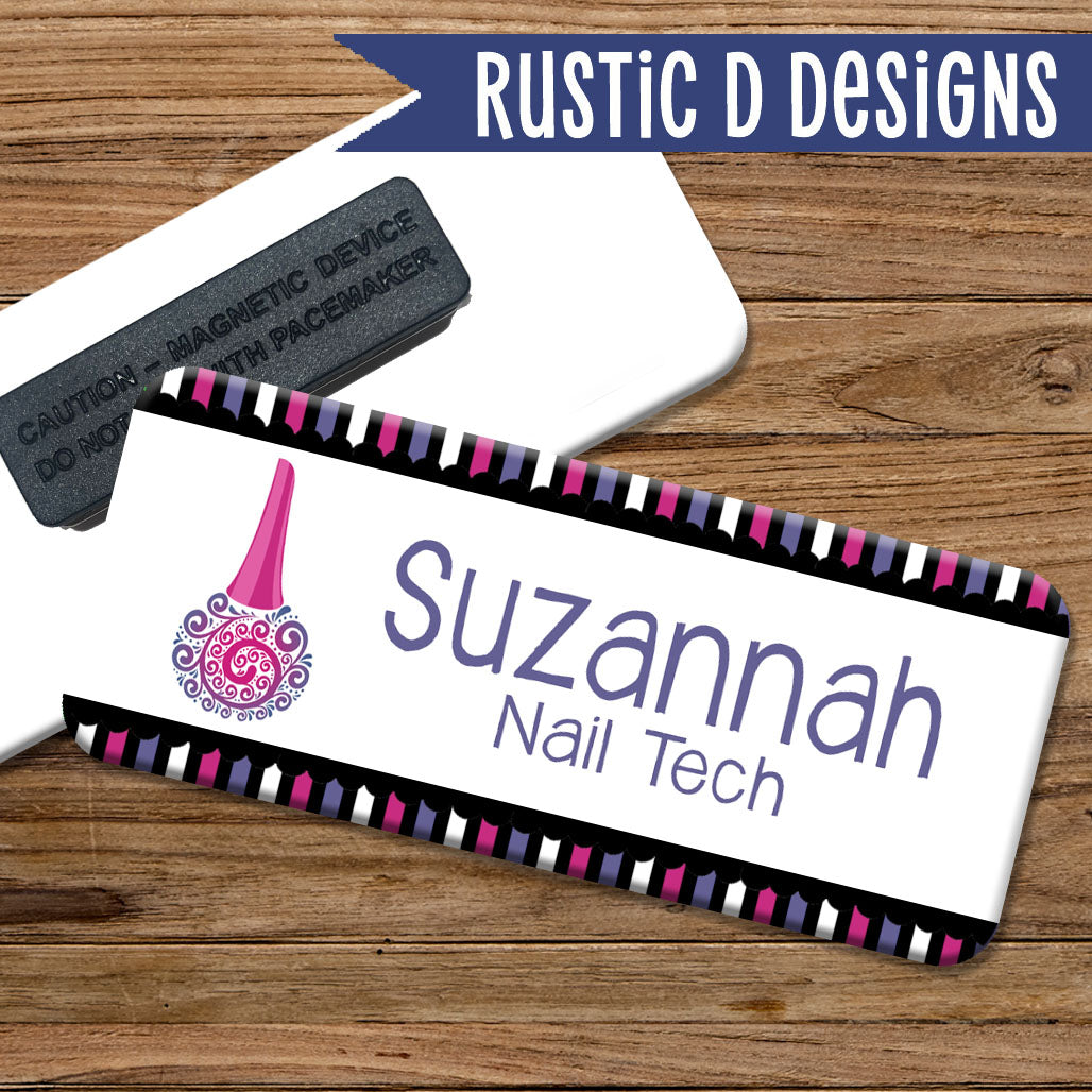 Swirl Nail Polish Manicurist Magnetic Name Badge