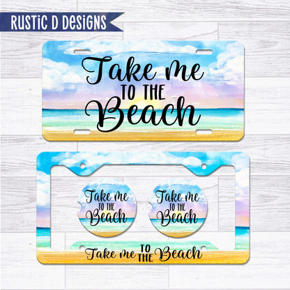 Take Me To the Beach License Plate Auto Set