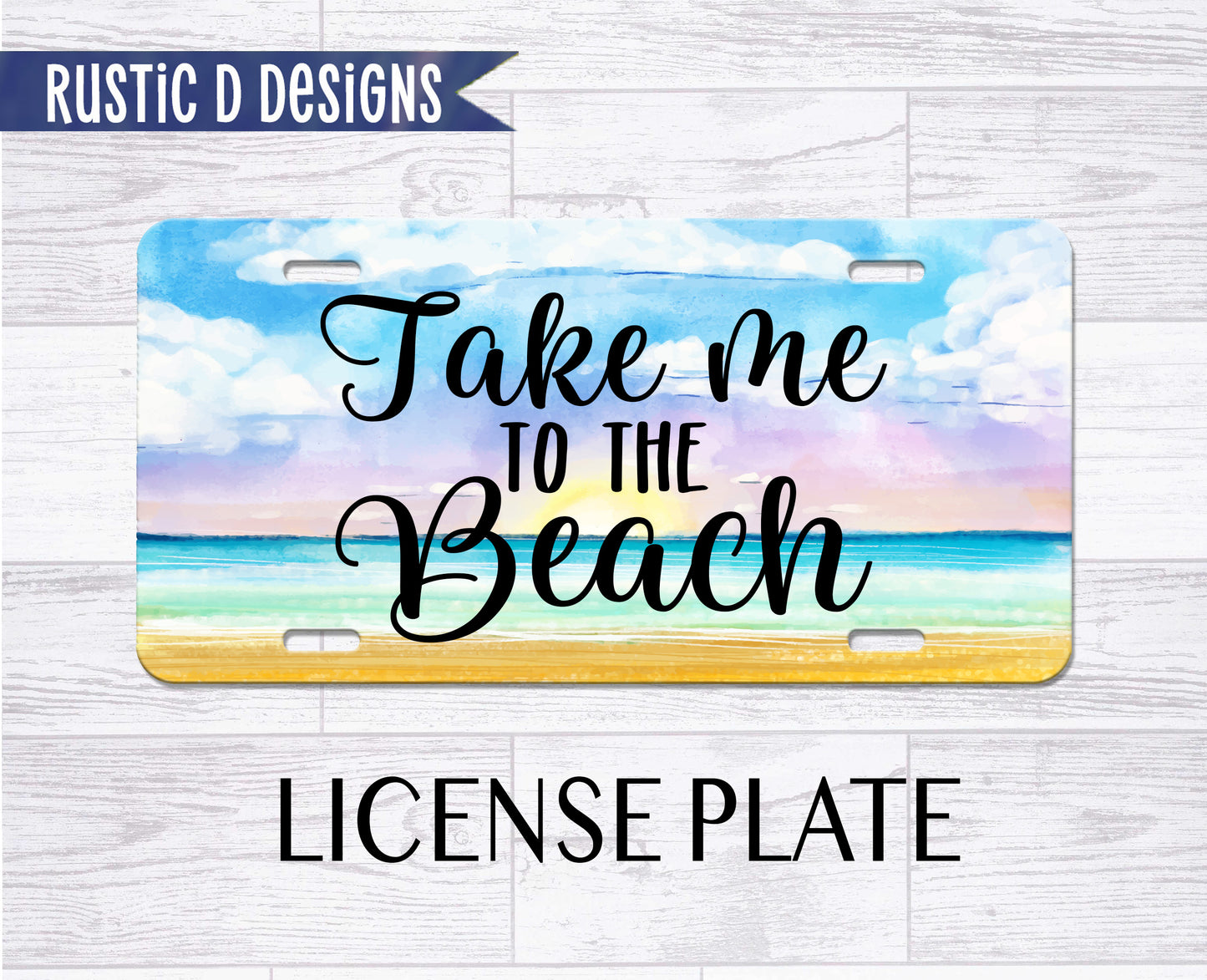 Take Me To the Beach License Plate Auto Set