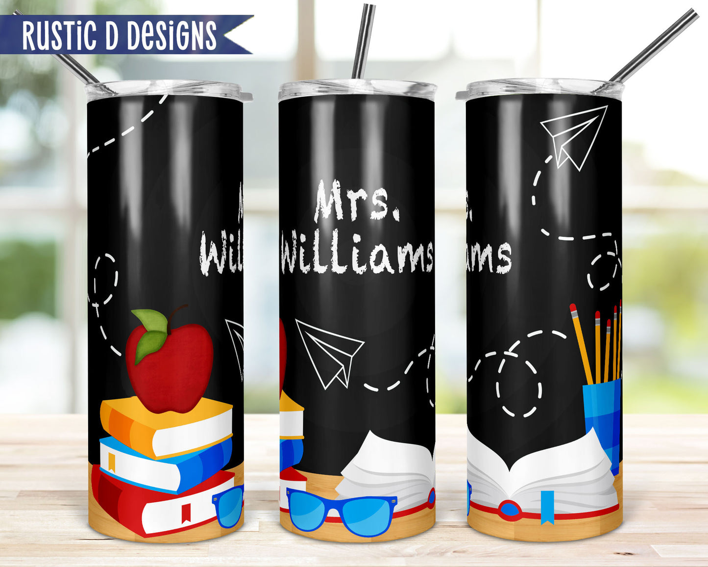 Teacher Chalkboard Personalized 20oz Stainless Steel Skinny Tumbler