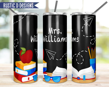 Teacher Chalkboard Personalized 20oz Stainless Steel Skinny Tumbler