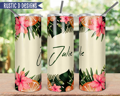 Tropical Paradise Personalized 20oz Stainless Steel Skinny Tumbler