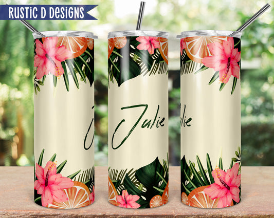 Tropical Paradise Personalized 20oz Stainless Steel Skinny Tumbler