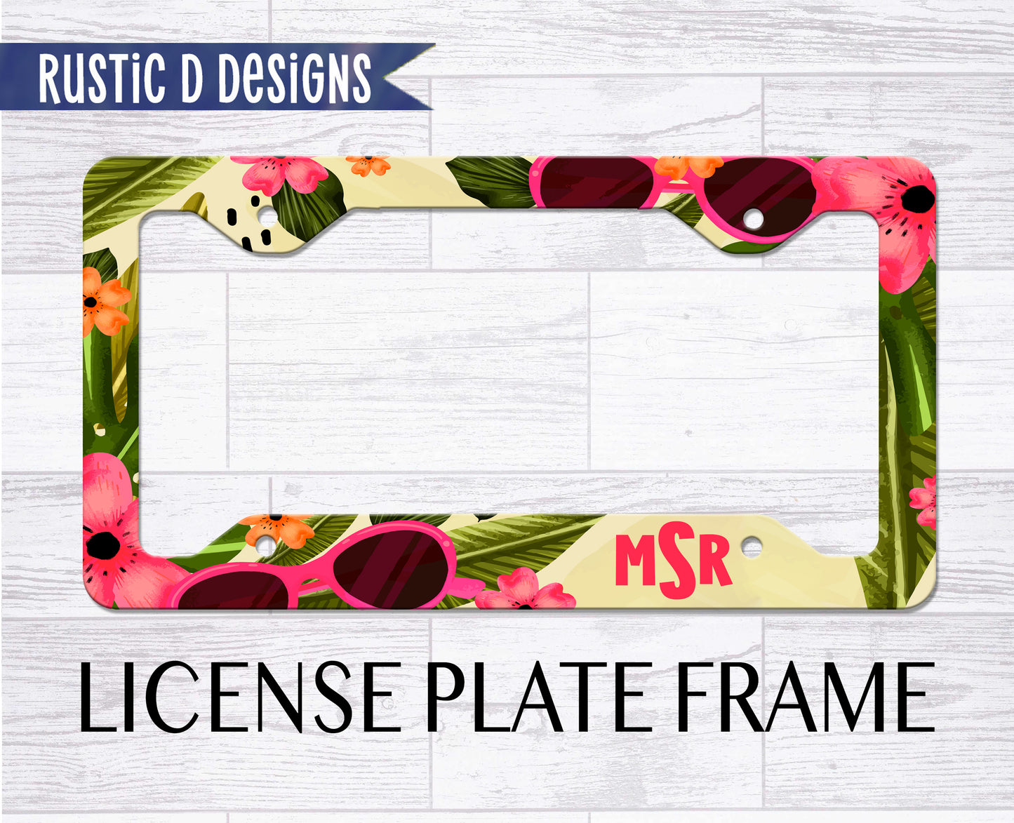 Tropical Watercolor Personalized License Plate Auto Set