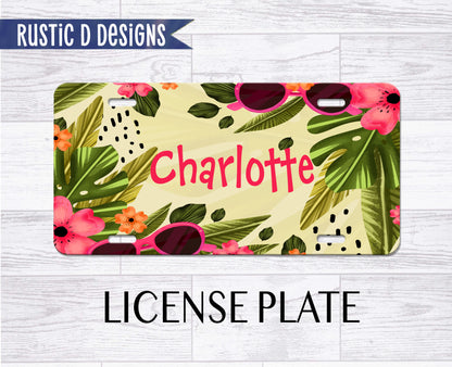 Tropical Watercolor Personalized License Plate Auto Set