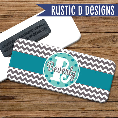 Dots & Chevron Magnetic Name Badge