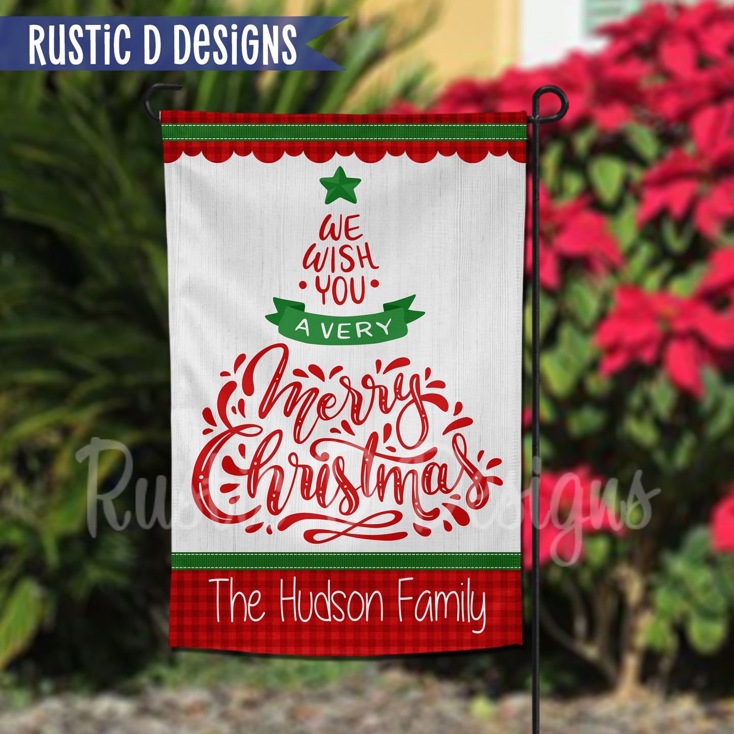 Very Merry Christmas Personalized Home Garden Flag 12"x18"