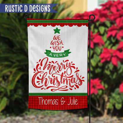 Very Merry Christmas Personalized Home Garden Flag 12"x18"