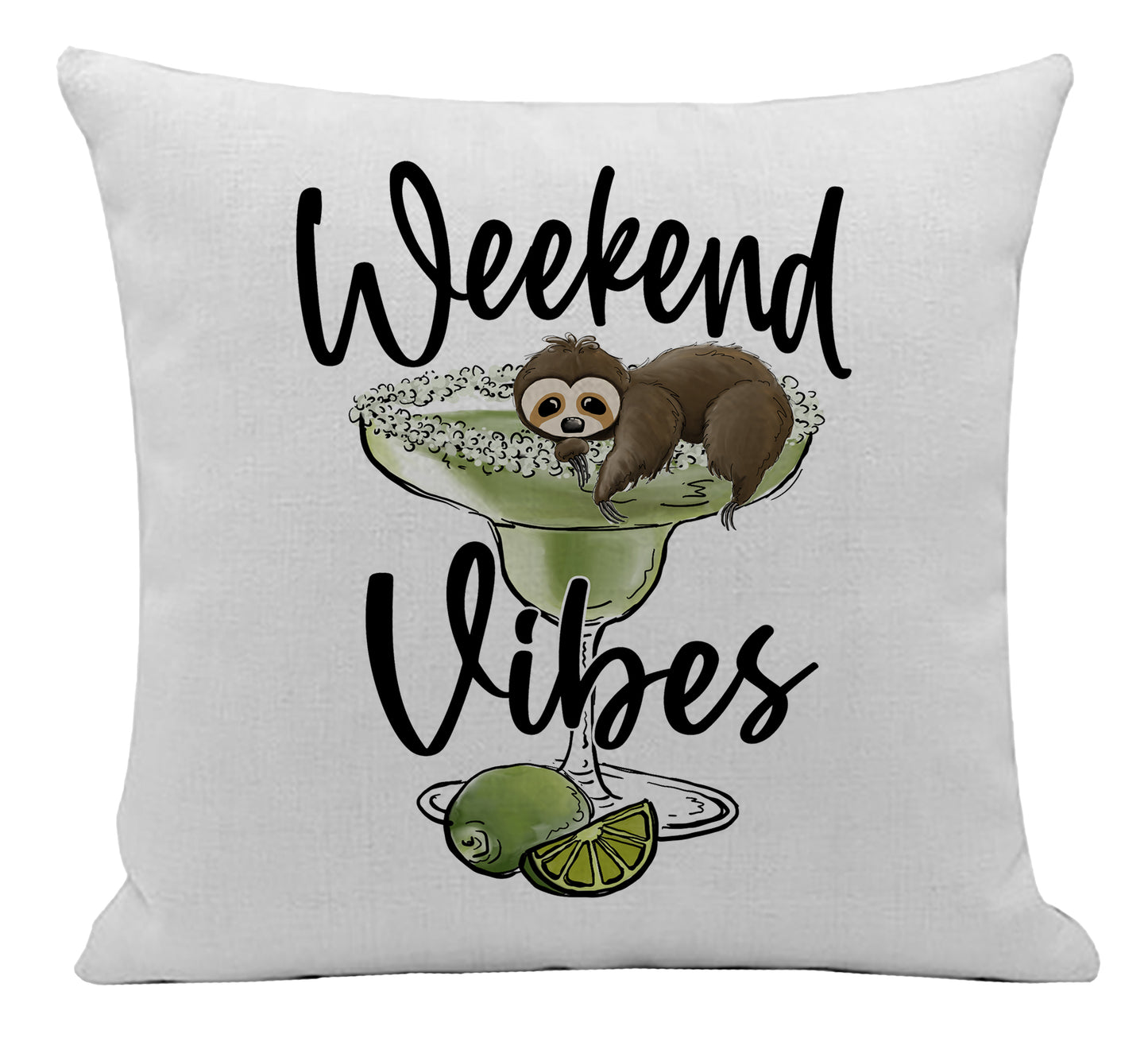 Weekend Vibes Margarita Sloth Pillow Cover