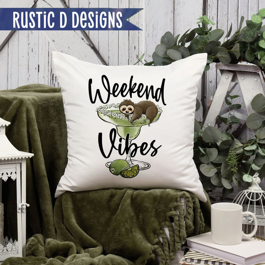 Weekend Vibes Margarita Sloth Pillow Cover