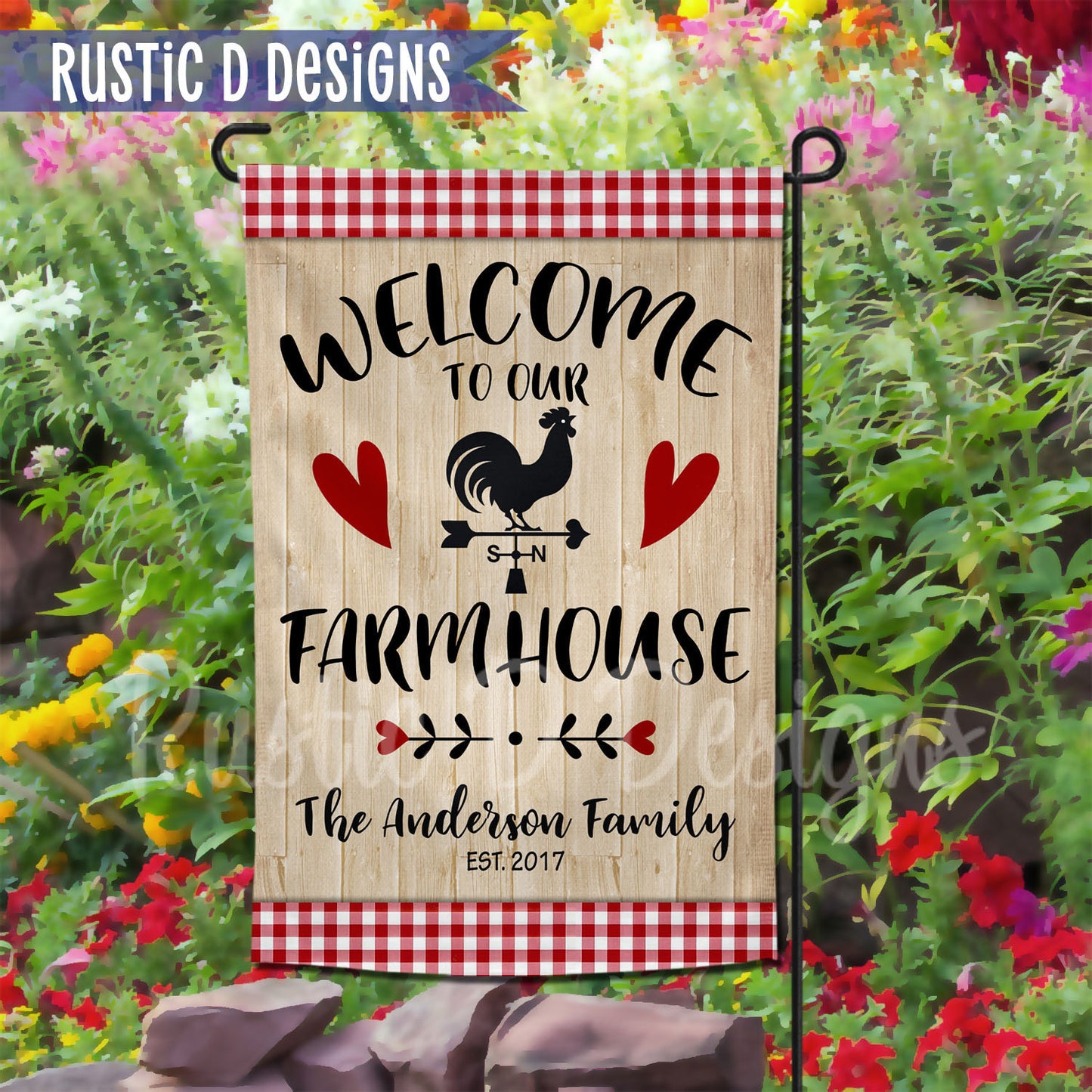 Welcome to our Farmhouse Personalized Home Garden Flag 12"x18"