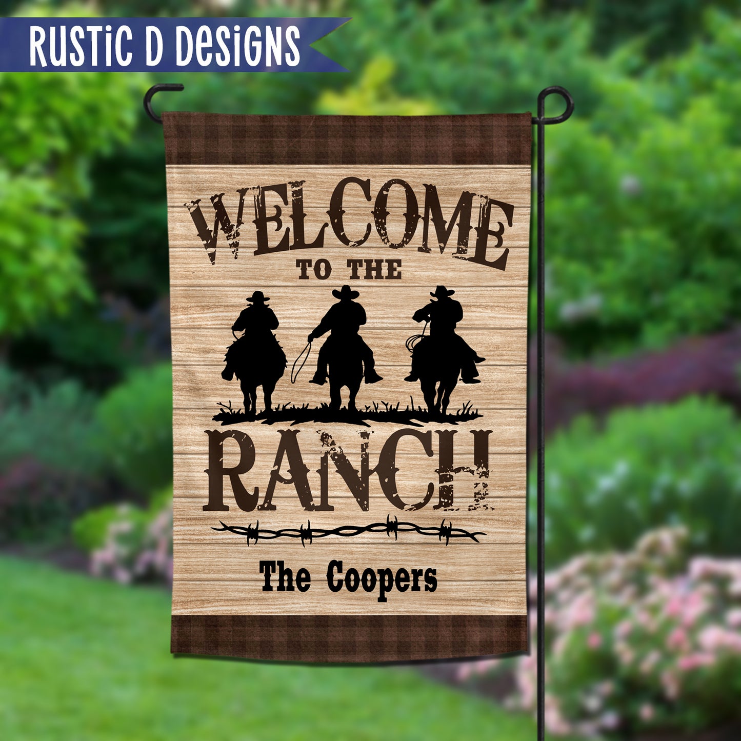 Welcome to the Ranch Personalized Home Garden Flag 12"x18"