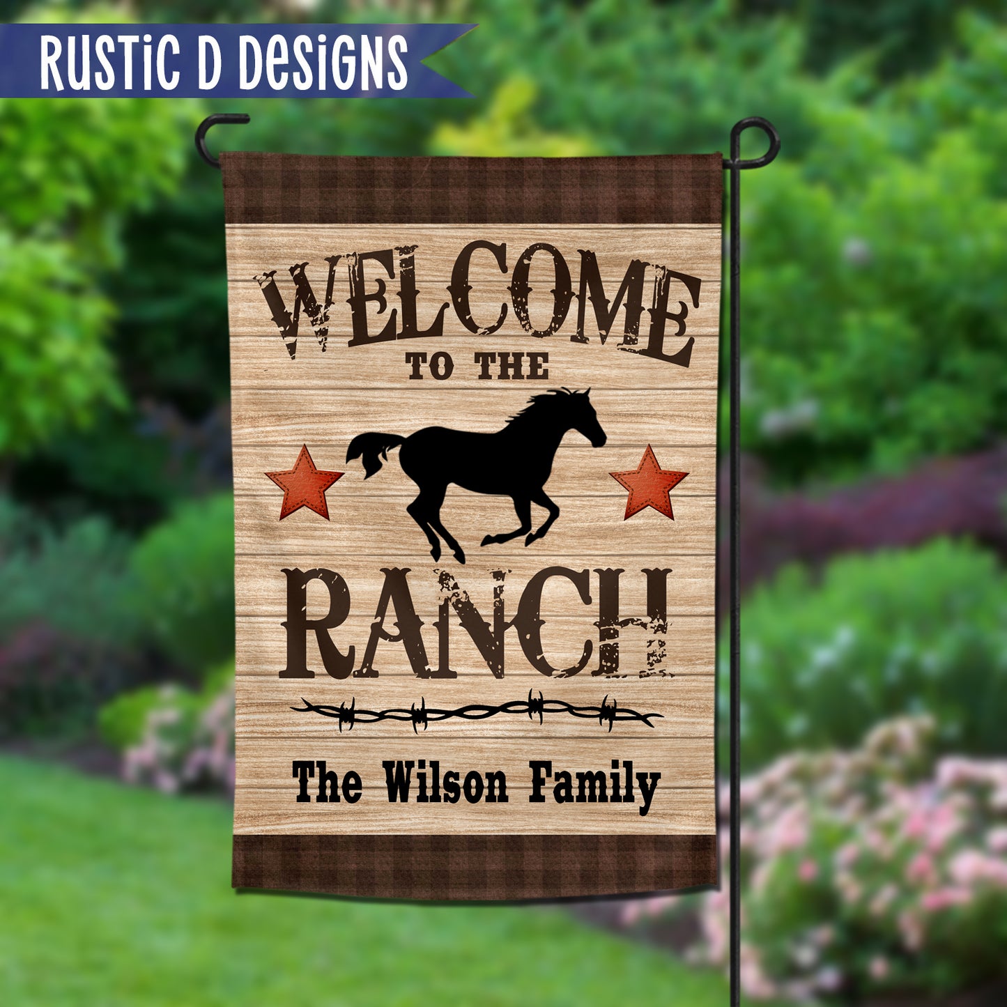 Welcome to the Ranch Personalized Home Garden Flag 12"x18"