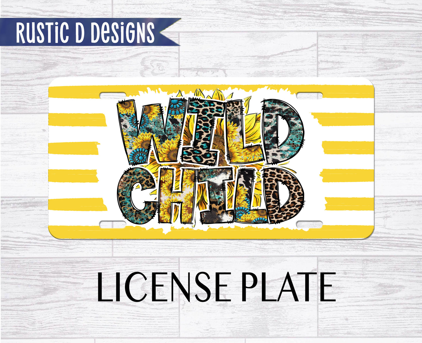 Wild Child Sunflower License Plate Auto Set