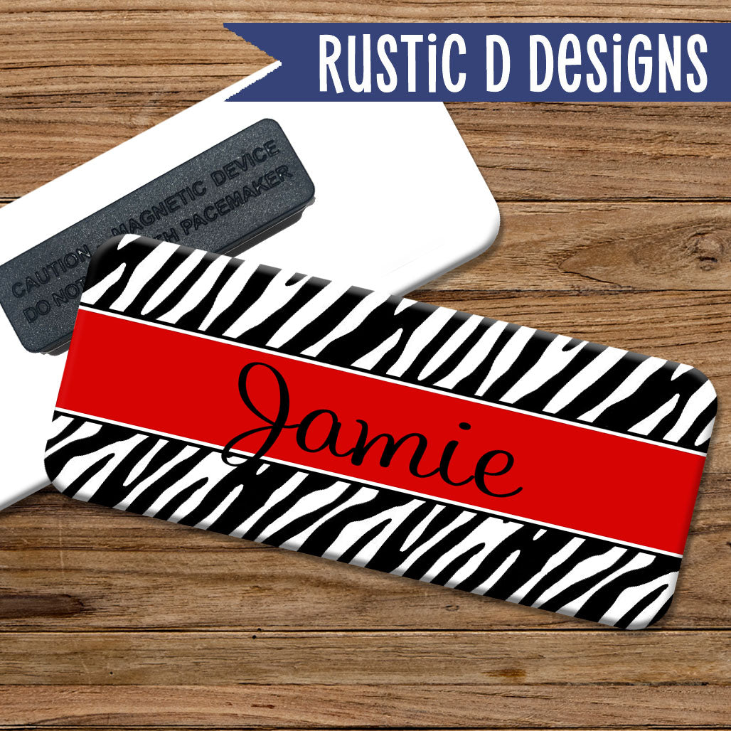 Zebra Red Magnetic Name Badge